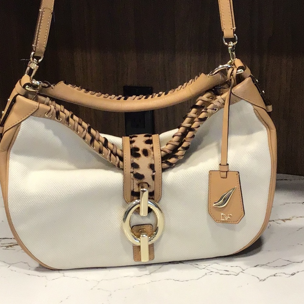 Diane Von Furstenberg Sutra Hobo Laced Canvas Bag.